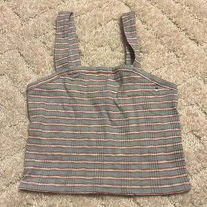 american eagle crop blue tank